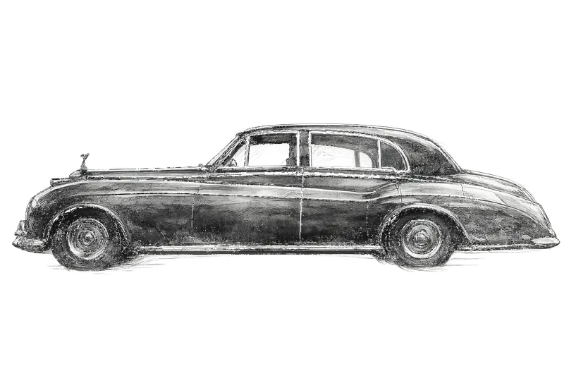 Sketch of a 1950s Rolls-Royce Silver Cloud